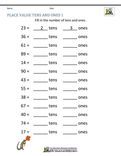 Math Place Value Worksheets To 100