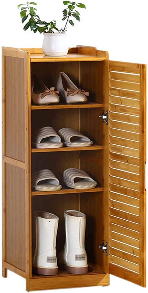 Bamboo Narrow 4 Tiers Shoe Storage Cabinet Home Unit Entryway Shoe