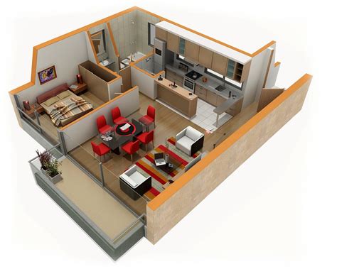 One Bedroom House Plans 3d Axis Decoration Ideas