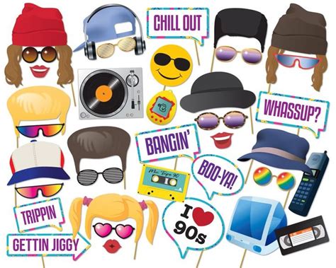 90s Printable Photo Booth Props 90s Style Photobooth Props Etsy In Fanny Printable