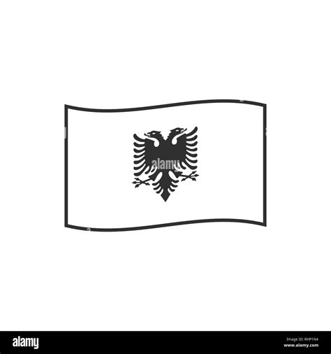 Albania Flag Icon In Black Outline Flat Design Independence Day Or