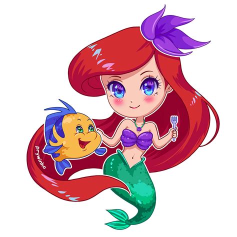 Ariel Chibi Sticker By Prywinko On Deviantart