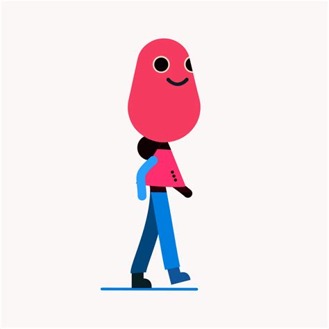 A Person Walking With A Pink Object On Their Back And One Hand In The