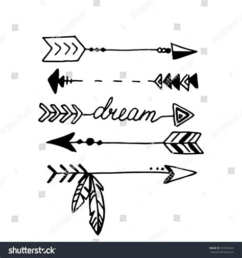 Tribal Arrows Isolated On White Hand Stock Vector 337645220 Shutterstock