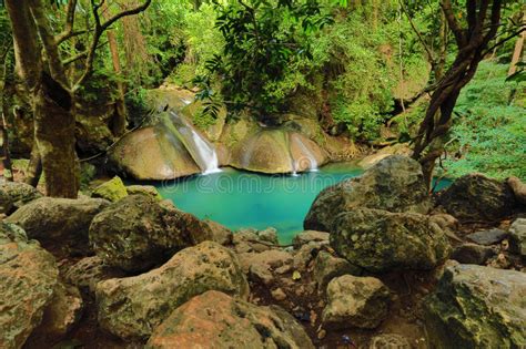 Waterfall Beautiful Scenery In The Tropical Forest Stock Photo Image