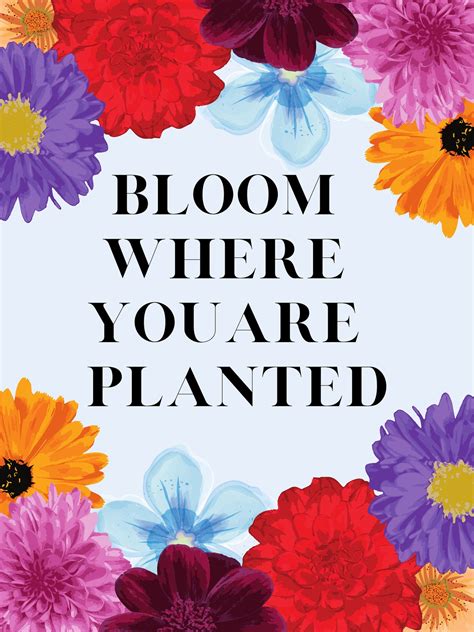 Bloom Where You Are Planted Poster Digital Download Floral Etsy