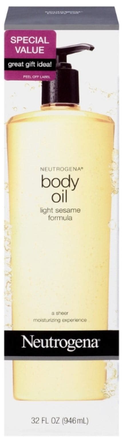 neutrogena lightweight body oil for dry skin sheer moisturizer in light sesame formula 32 oz
