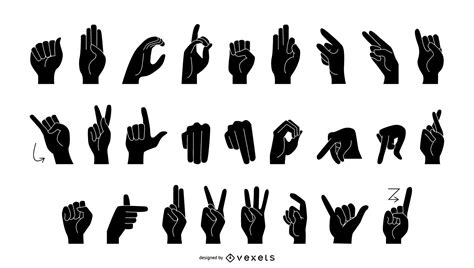 Sign Language Alphabet Silhouette Vector Download