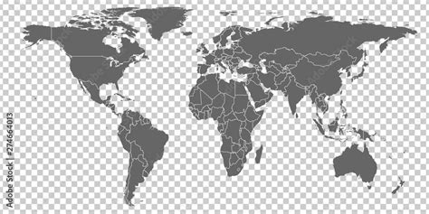Poster World Map Vector Gray Similar World Map Blank Vector On