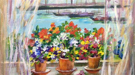 Starting a flower garden for beginners: How to Paint a Window Garden by the Sea with Ginger Cook ...