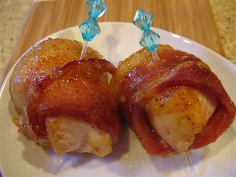 Ingredients include chicken breasts, mayo and sour cream and onion potato chips. cookin' up north: Paula's Bacon Wrapped Chicken Bites