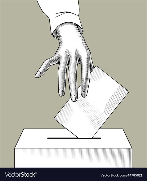 Hand Putting Voting Paper In The Ballot Box Vector Image