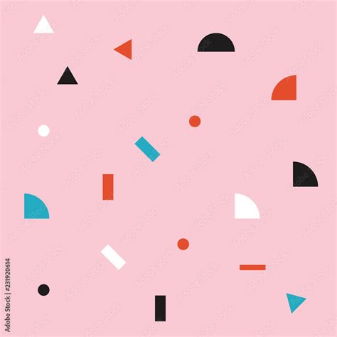 Simple Geometric Shapes Pink Seamless Pattern Soft Pastel Color