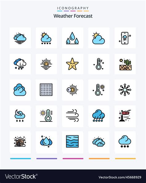 Creative Weather 25 Line Filled Icon Pack Such As Vector Image