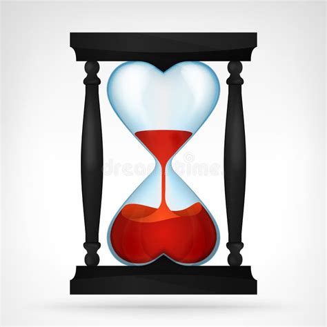 Flowing Red Love Liquid In Dual Heart Shaped Hourglass Design Stock