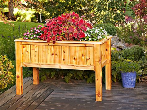 Planter boxes are so attractive on a patio and i had been looking high and low for the right ones to complete my outdoor decor. Raised Planter Box Woodworking Plan from WOOD Magazine ...