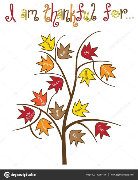 Clipart: i am thankful | I Am Thankful Tree — Stock Vector ...