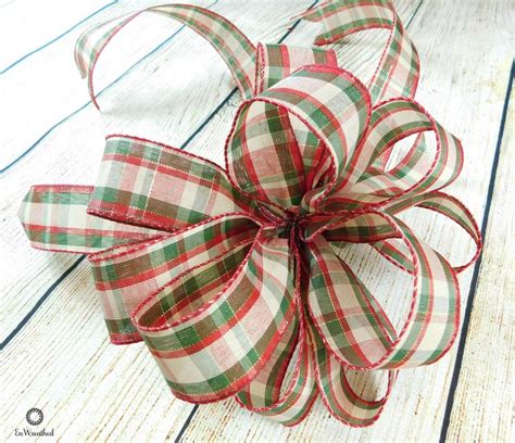 Plaid Christmas Bow Christmas Tree Bow Primitive Christmas  Etsy