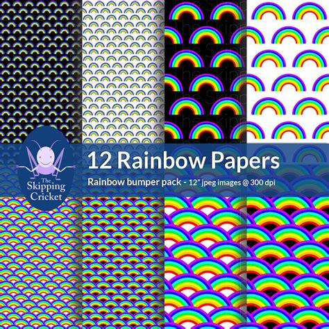 12 Rainbow Scrapbooking Papers Rainbow Digital Papers Etsy Rainbow