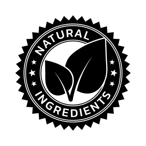 Badge Of Natural Ingredients Black And White Organic Leaf Shape Rubber