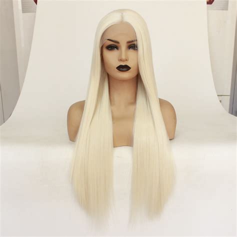 Color60 Natural Straight Long Synthetic Lace Front Wig Without