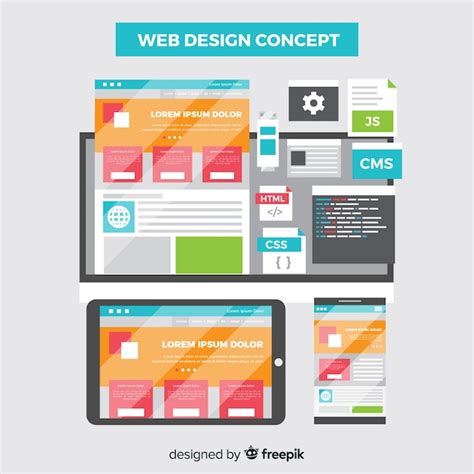 Free Vector Colorful Web Design Concept With Flat Design