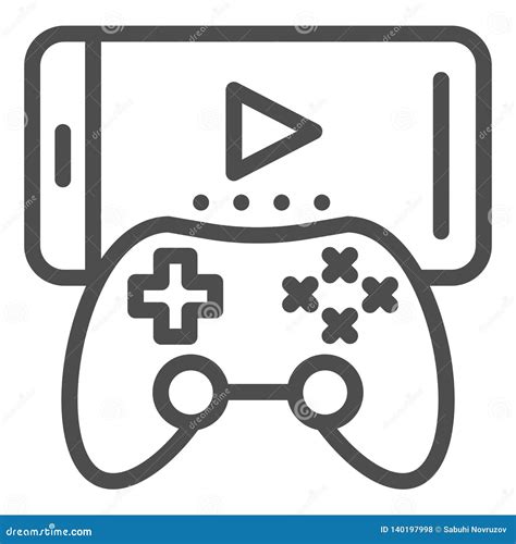 Joystick And Mobile Phone Line Icon Portable Games Vector Illustration