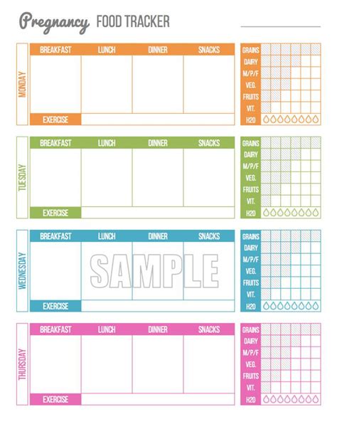 Pregnancy tracker and calendar for expecting mums: Pregnancy Food Tracker Pregnancy Food Journal Pregnancy | Etsy