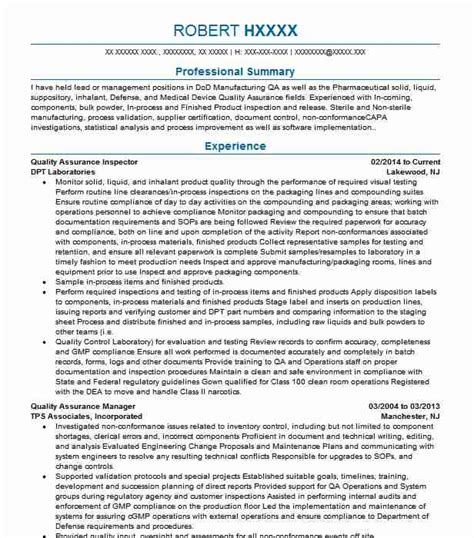Writing a great quality assurance inspector resume is an important step in your job search journey. Medical Quality Assurance Inspector Resume / Quality ...