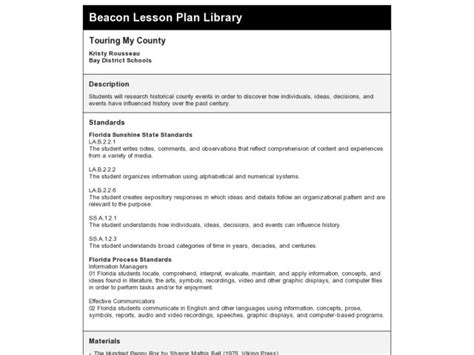 Touring My County Lesson Plan for 2nd Grade | Lesson Planet