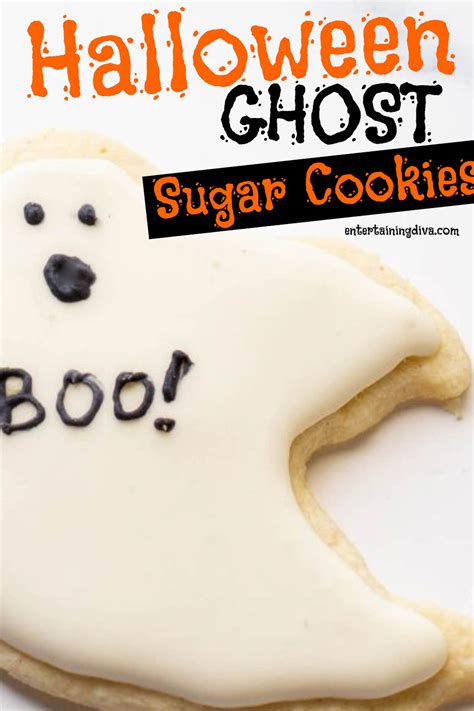 Halloween Ghost Sugar Cookies With White Royal Icing Entertaining