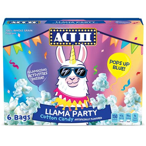 Act Ii Llama Party Cotton Candy Flavored Microwave Popcorn 165 Oz 6