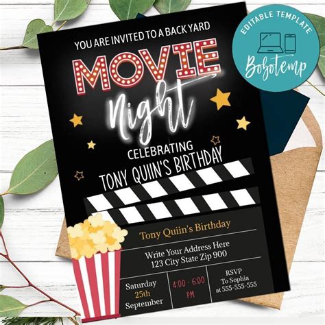 Free Printable Outdoor Movie Night Invitations