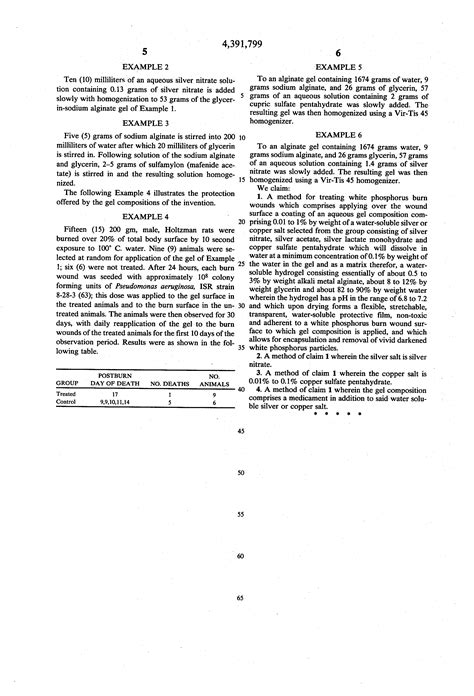 Patent Us4391799 Protective Gel Composition For Treating White