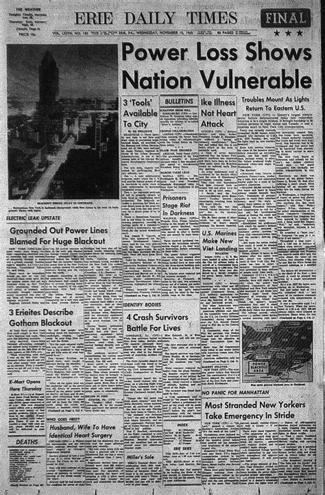 Nov. 10, 1965 Newspaper Cover, European Royalty, Erie, Newspapers