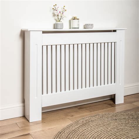 White Radiator Cover Small Horizontal Vents With Shelf Home Treats Uk