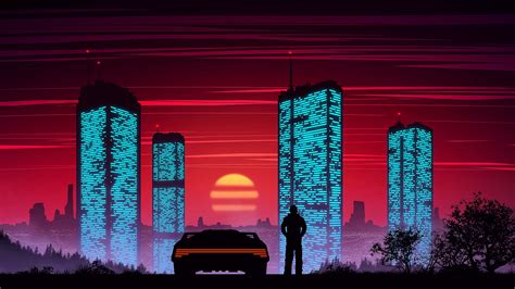 Neon Cyber City Sunset 4k Ultrahd Wallpaper Backiee
