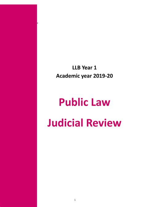 Judicial Review Lecture Notes (1-5) - + LLB Year 1 Academic year 2019