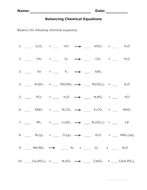 The printable worksheets are provided in pdf format. Balance Chemical Equations Worksheet | Balancing equations ...