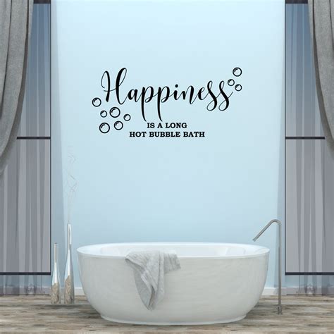 Empresal Happiness Is A Long Hot Bubble Bath Wall Decal Bathroom Quotes