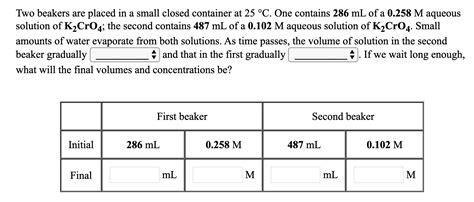 Solved Two Beakers Are Placed In A Small Closed Container At