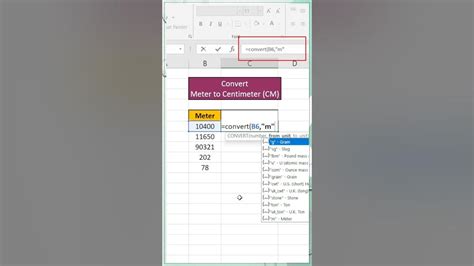 Convert Meter To Centimeter In Excel👍 47 Excel Trick Shorts Youtubeshorts Exceltutorial