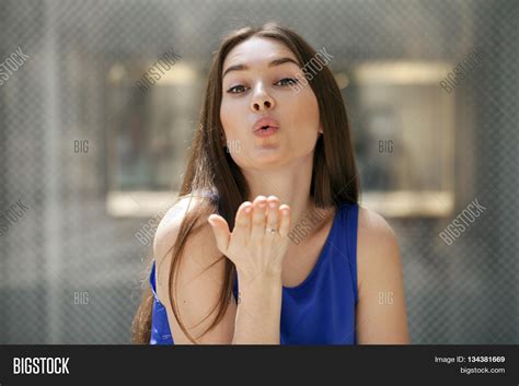 Blow Kiss Young Caucasian Female Image And Photo Bigstock