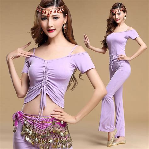 New Style Belly Dance Costume Set Sexy Milk Silk Topwaistpants 3pcs