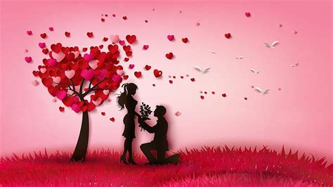 Hd Wallpaper Heart Tree Couple Love Romance Lovers Nature