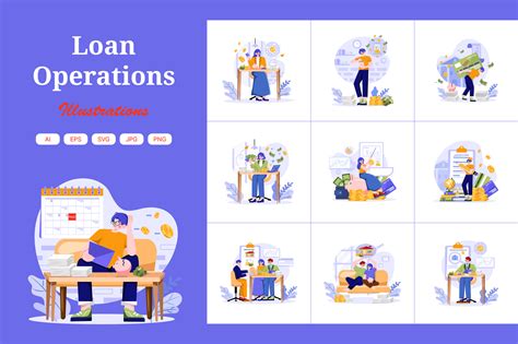 M615loan Operations Illustration Pack On Yellow Images Creative Store