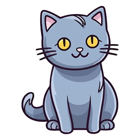 Charming Russian Blue Cat In A Delightful 2d Illustration With