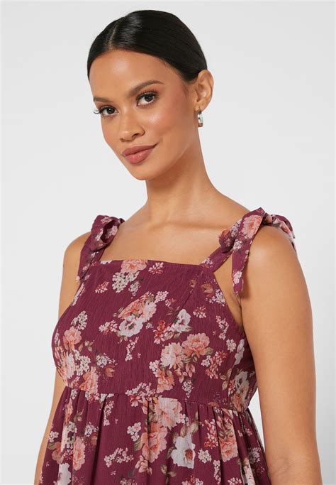 Buy Faballey Purple Floral Strappy Maxi Dress For Women In Mena Worldwide