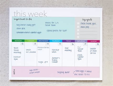 Printable Weekly Planner Printable Weekly Calendar Printable Etsy