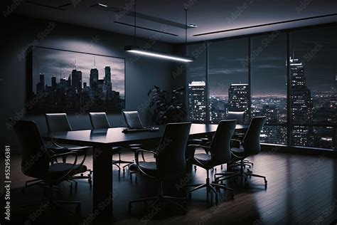Futuristic Meeting Room Modern Luxurious Office Interior With Advisory